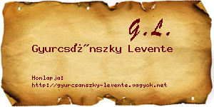 Gyurcsánszky Levente névjegykártya
